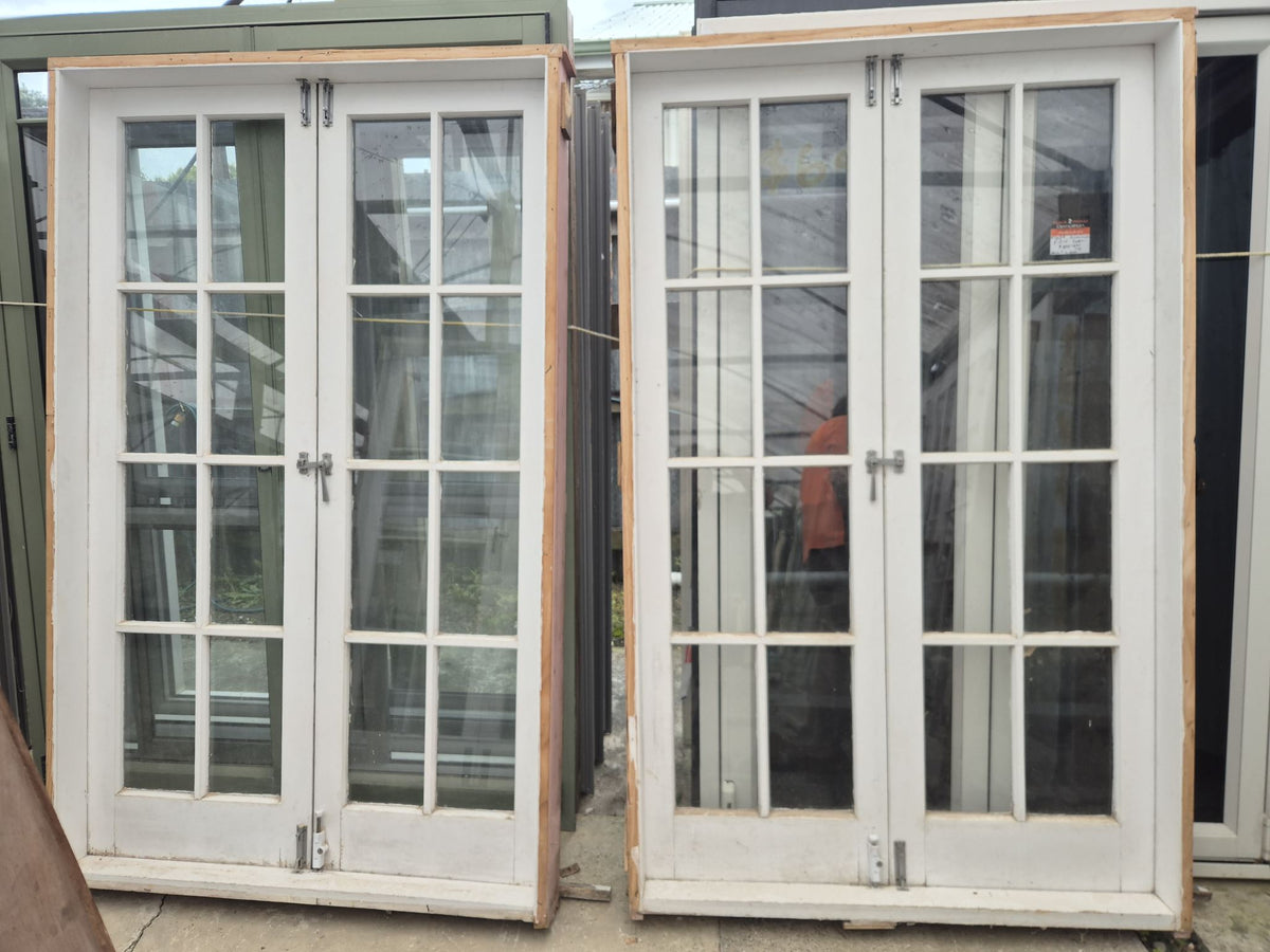 2x Colonial Wooden 8 lite French Doors, matching pair #2558