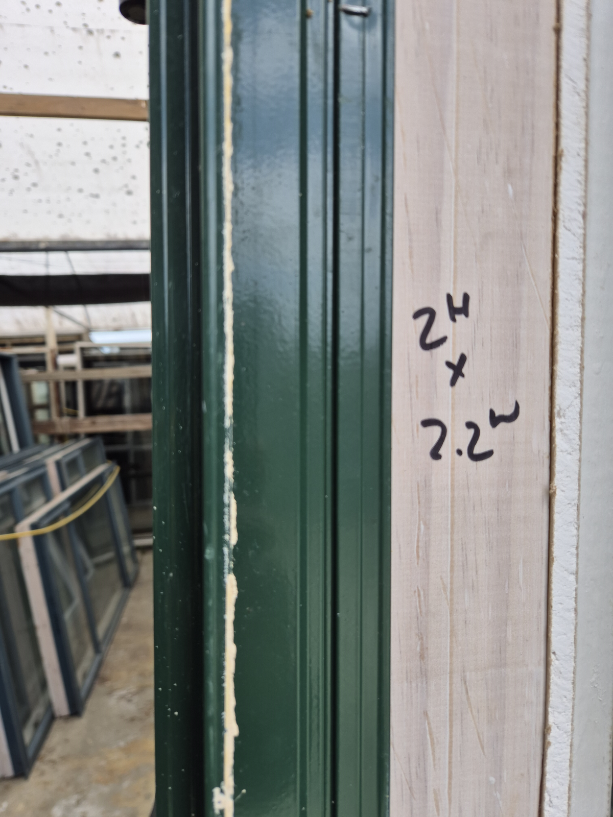 Permanent Green Bifold Door with outside entry 2 H x 2.2 W #2563