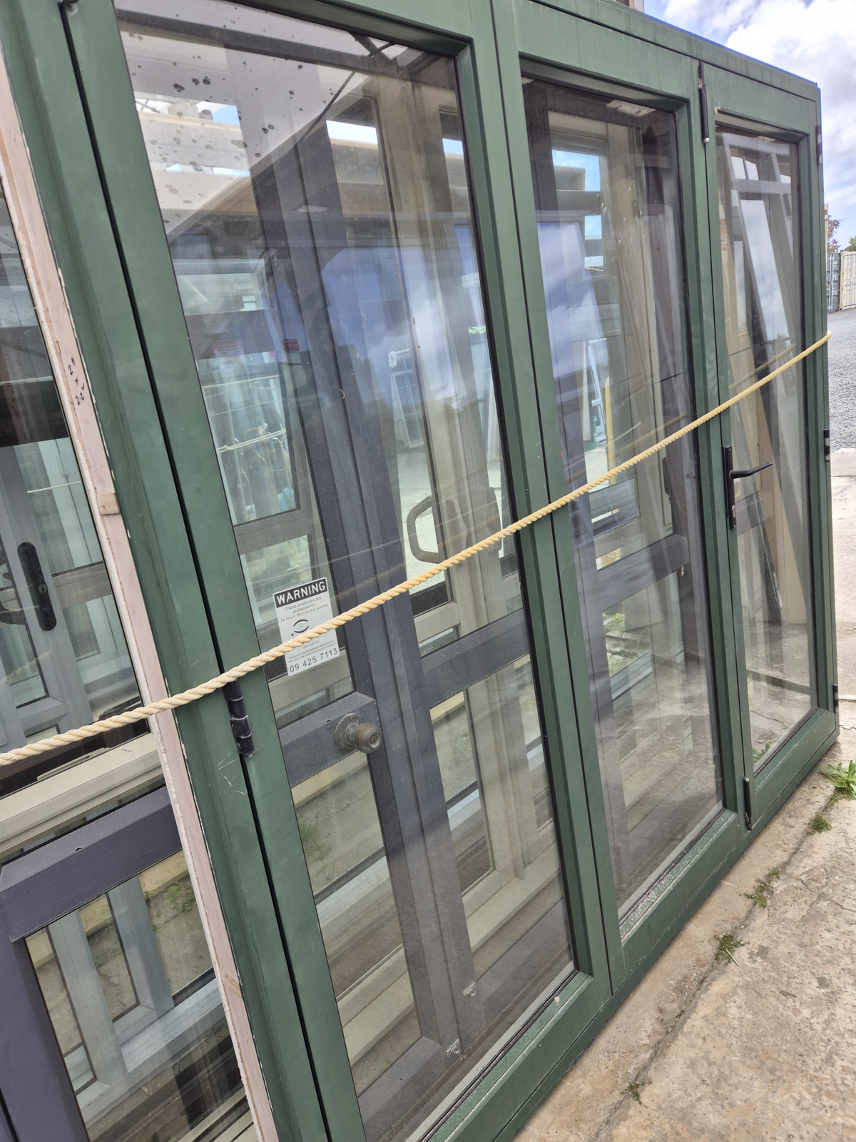 Permanent Green Bifold Door with outside entry 2 H x 2.2 W #2563