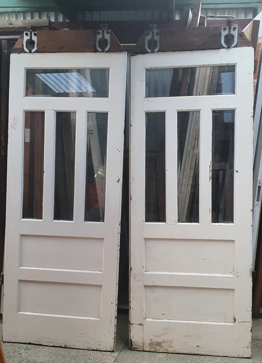 Original Barn Style Sliding Wooden Doors with Beveled Glass 2000 H / 2160 H x 1600 W #ID2