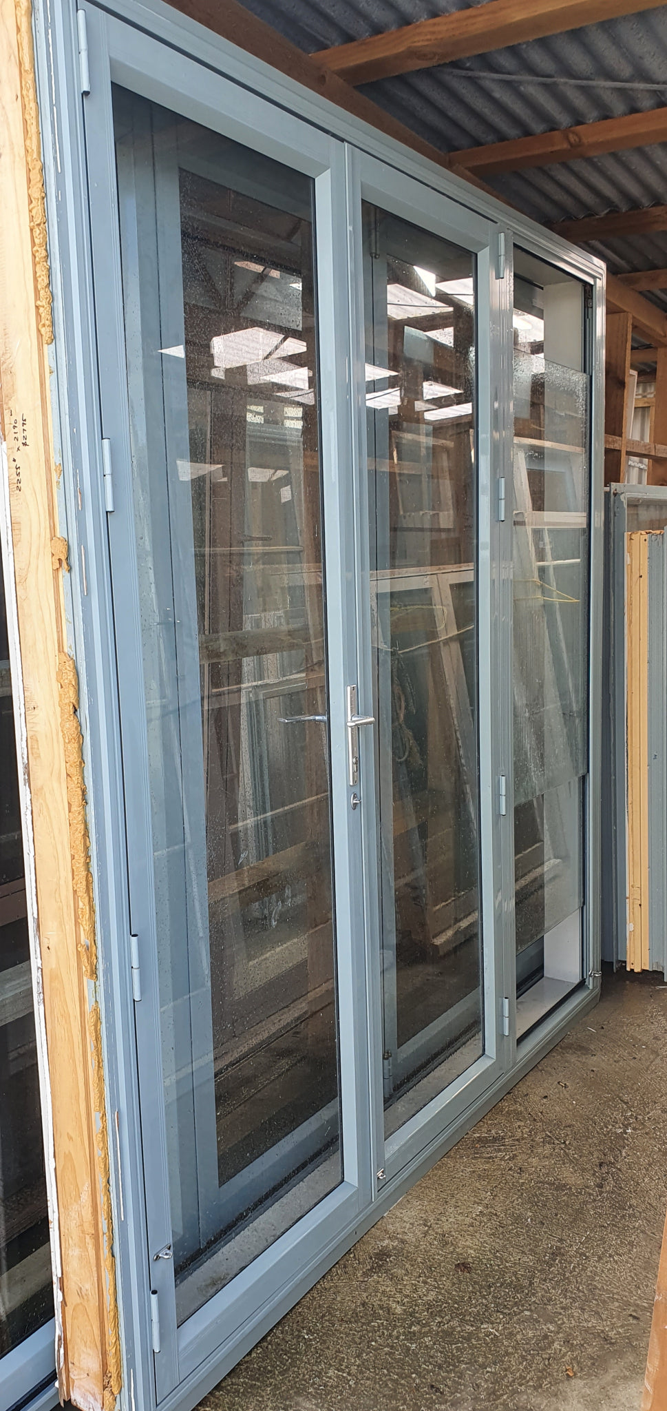 Pale Green French Door with Sliding Window 2255 H x 2190 W #FDH9