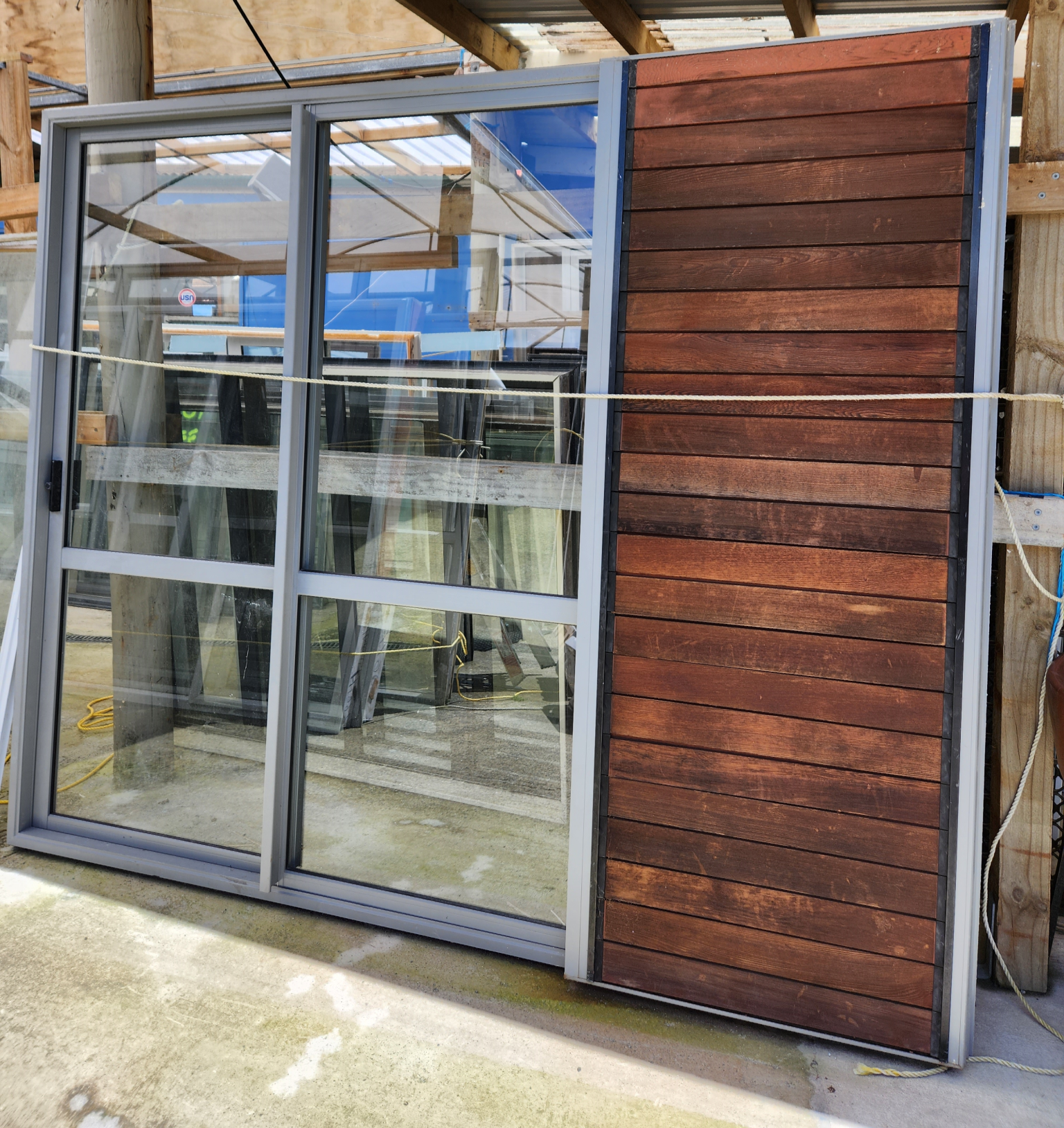 Sandstone Grey Stacker Slider with Louvres 2050 H x 2460 W #RSW8 – Back ...