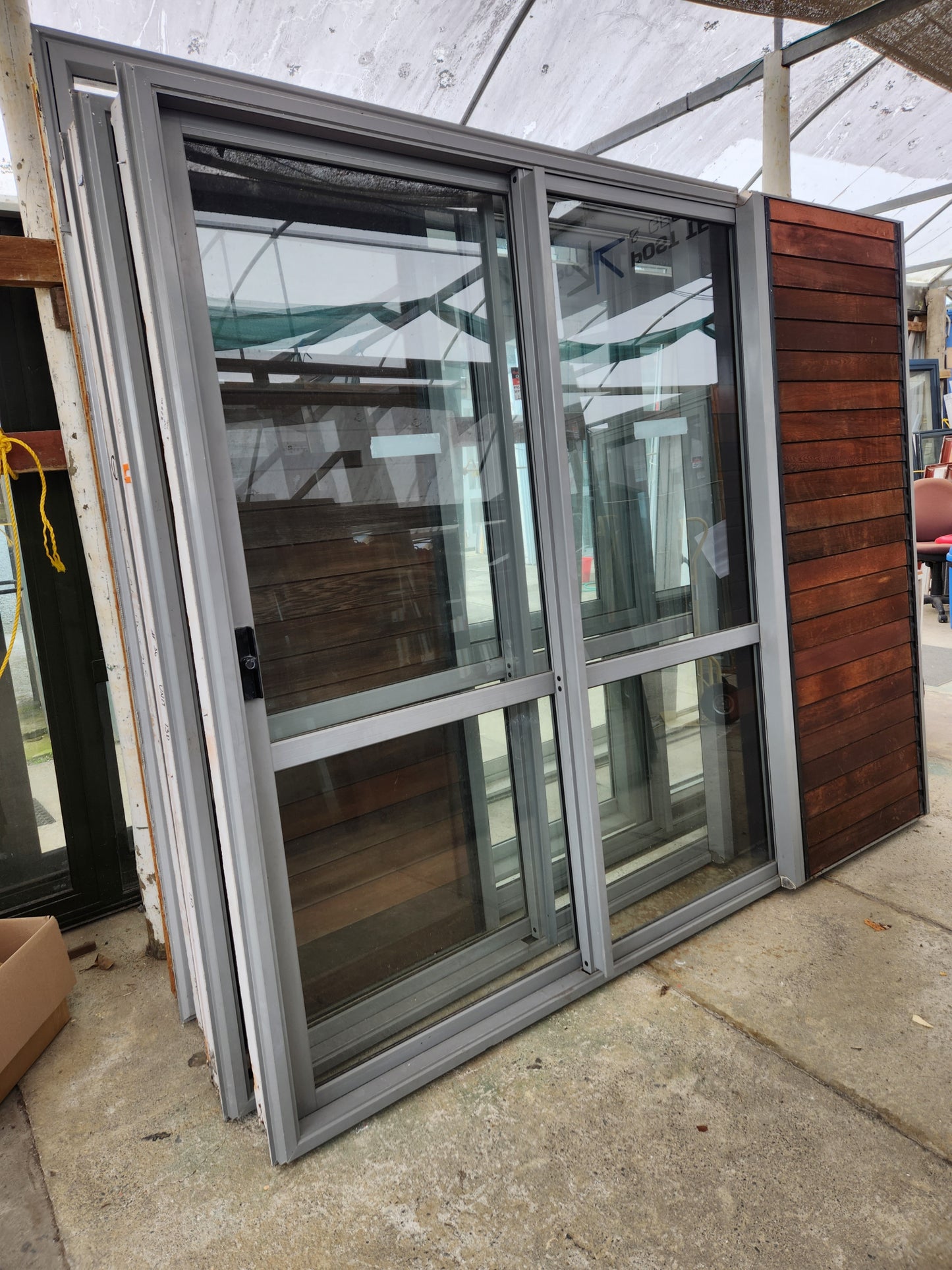 Sandstone Grey Stacker Slider with Louvres 2050 H x 2460 W ( 2 available L - R ) #RSW8