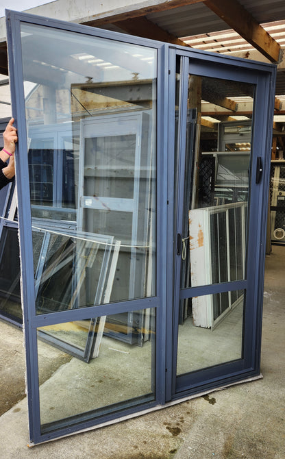 Double Glazed Denim Blue Ranchslider with Sliding Flyscreen Door 2.2 H x 1.6 m W #DG038