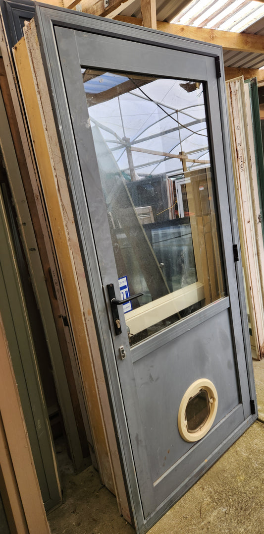 Denim Blue Single Exterior Door with Aluminium Panel 2000 H x 935 mm W #SDL9