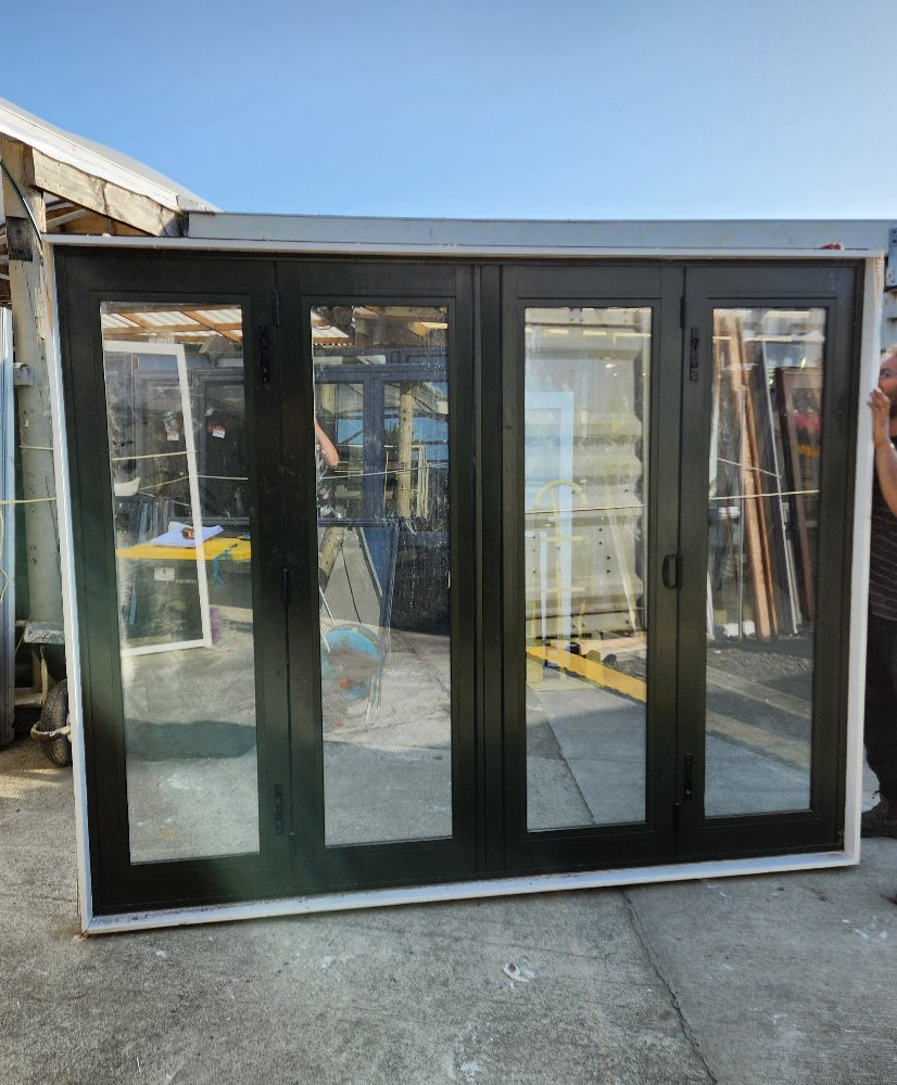 Double Glazed Karaka Green Bifolding Door 2.1 m H x 2.6 m W #BDE1