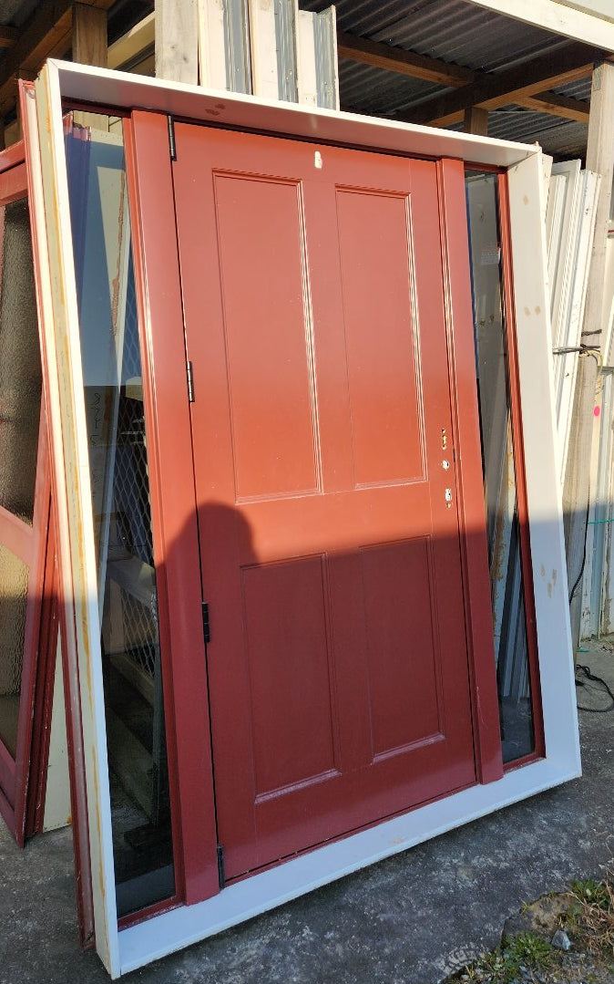Pioneer Red Entranceway with Fixed Sidelights 2 m H x 1.5 m W #ED009