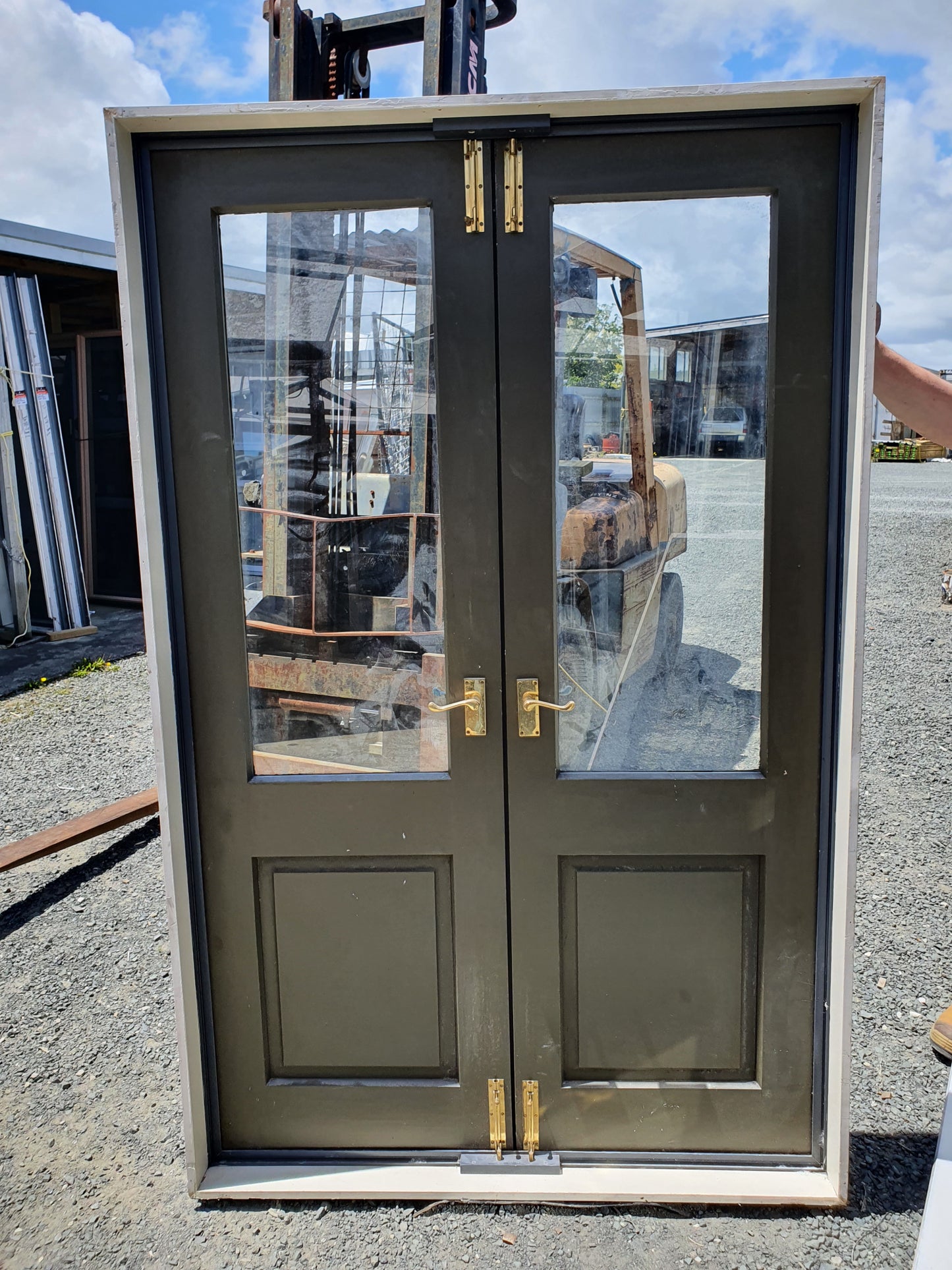 Denim Blue French Door with Wooden Doors 2050 H x 1300 W #FDU8 (6 available)