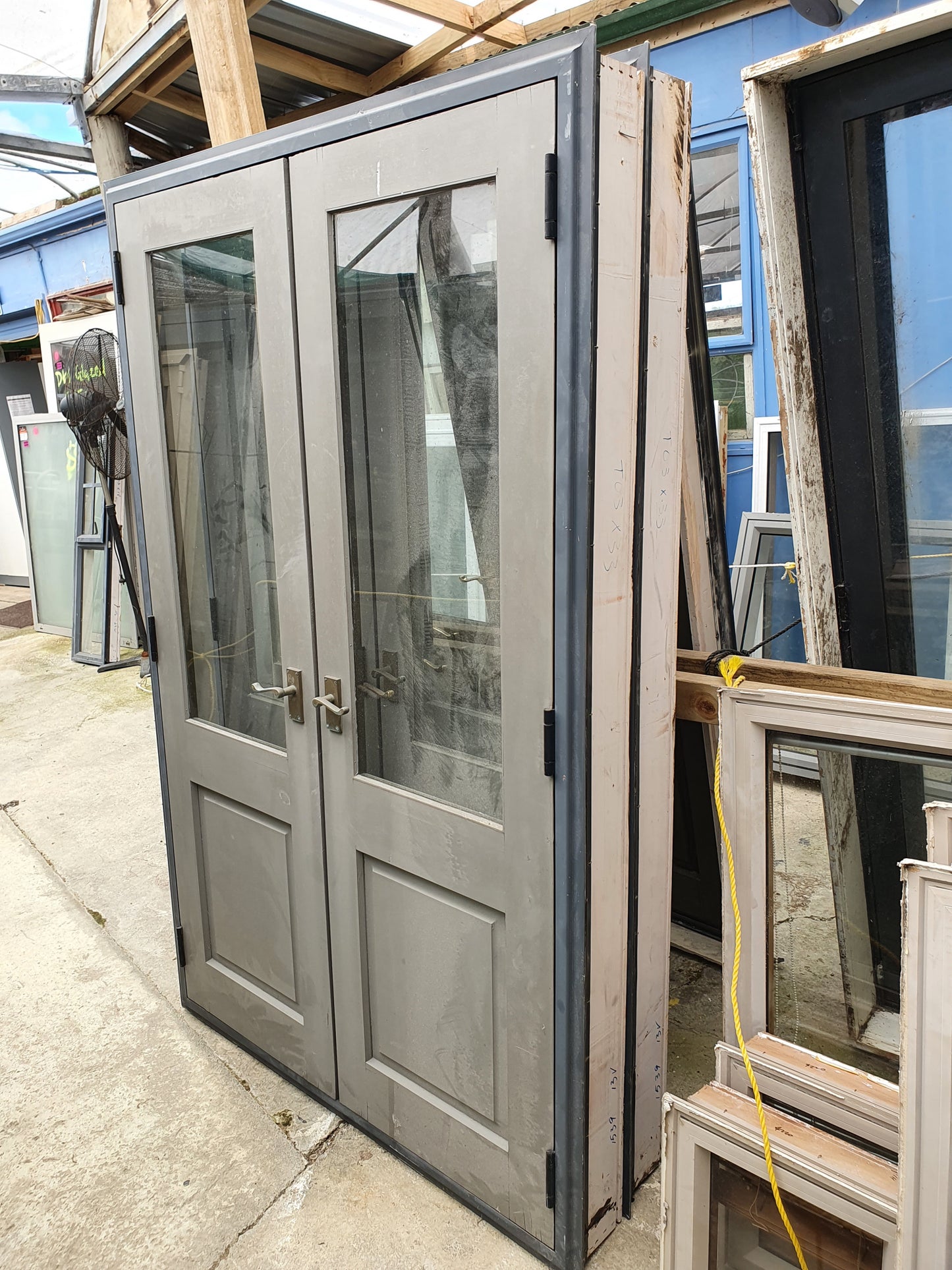 Denim Blue French Door with Wooden Doors 2050 H x 1300 W #FDU8 (6 available)