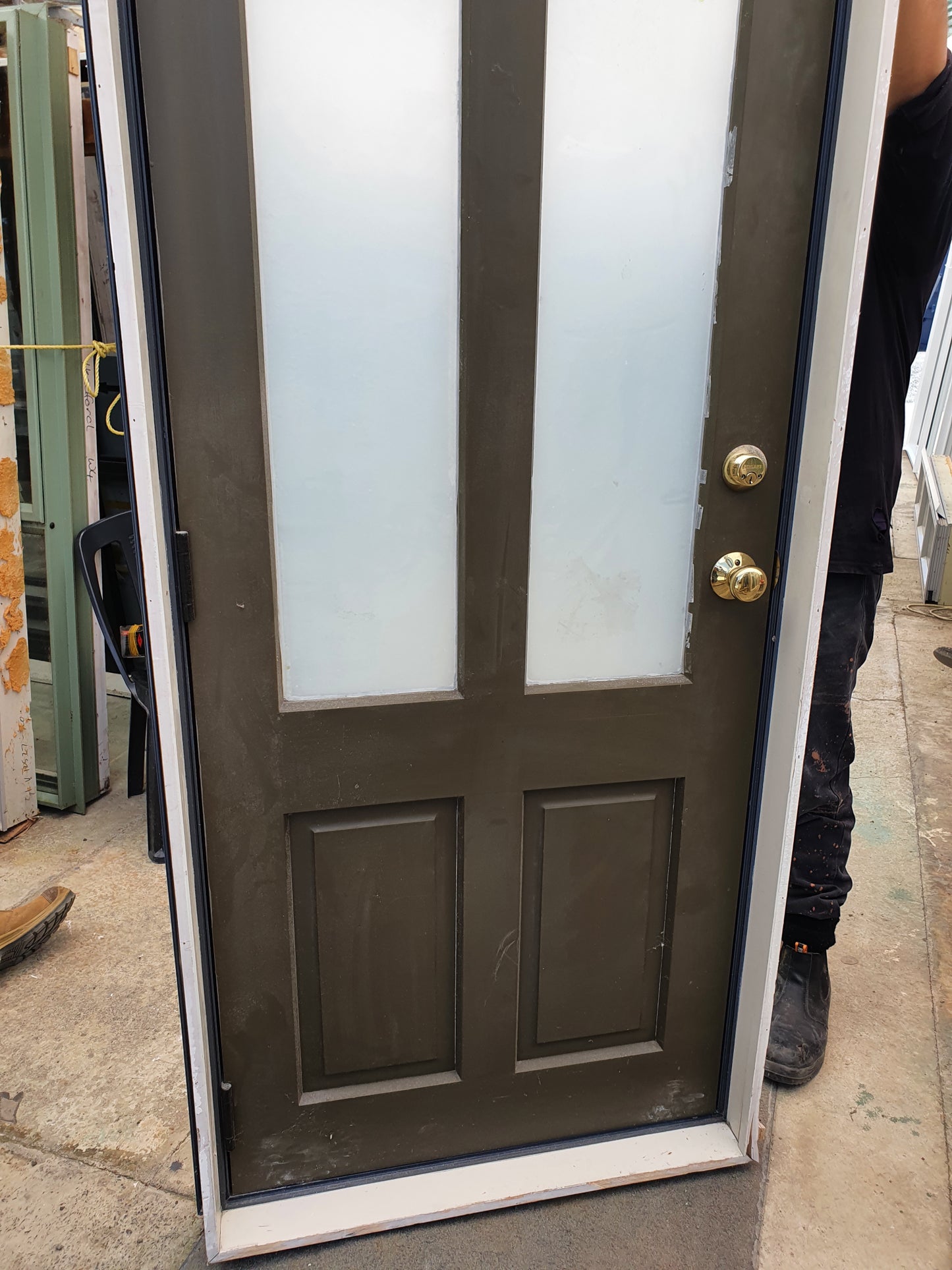 Denim Blue Single Door with Wood Entrance 2.4 / 2050 H x 885 W #SDO8 4 available