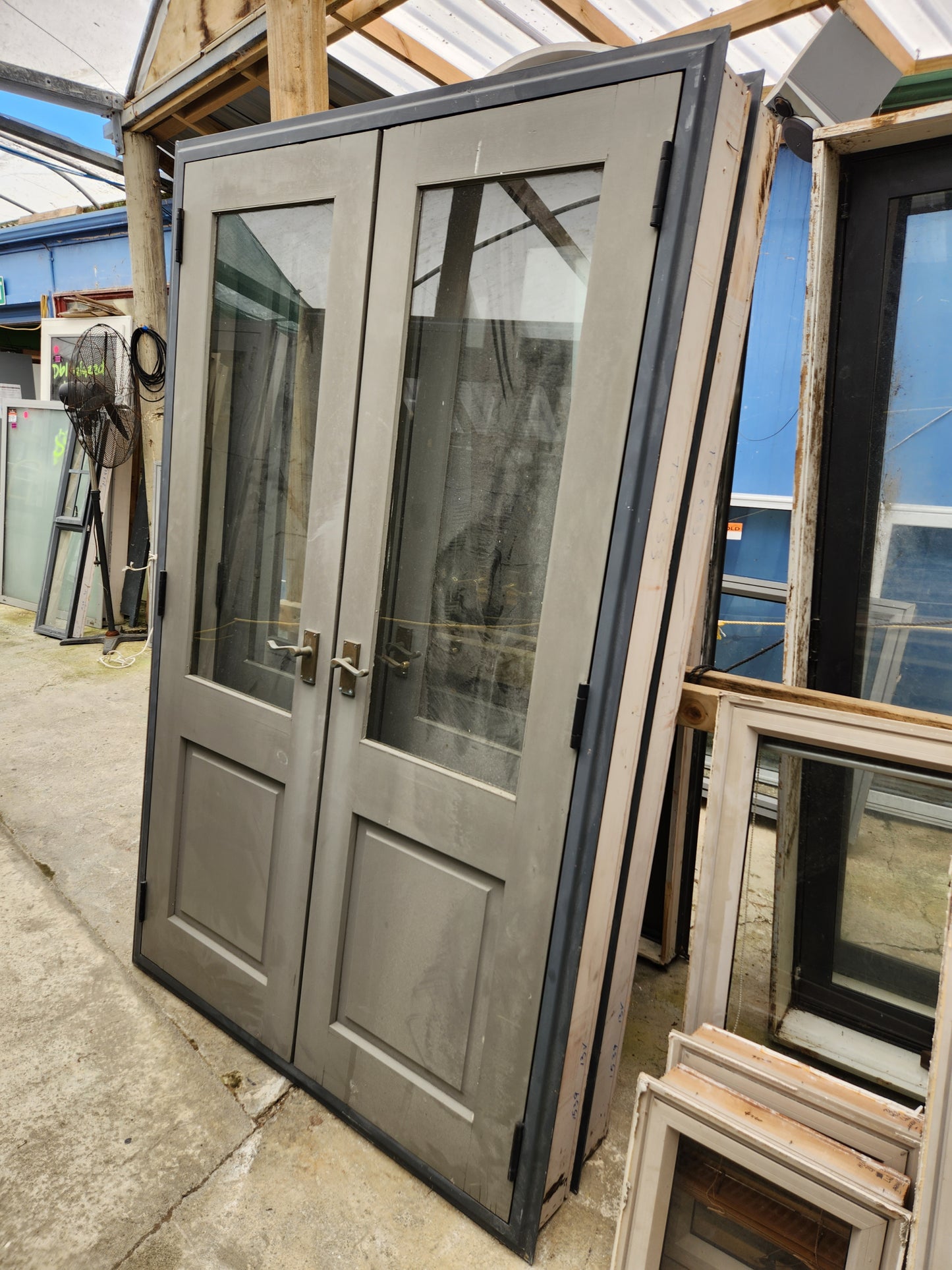 Denim Blue French Door with Wooden Doors 2050 H x 1300 W #FDU8 (6 available)