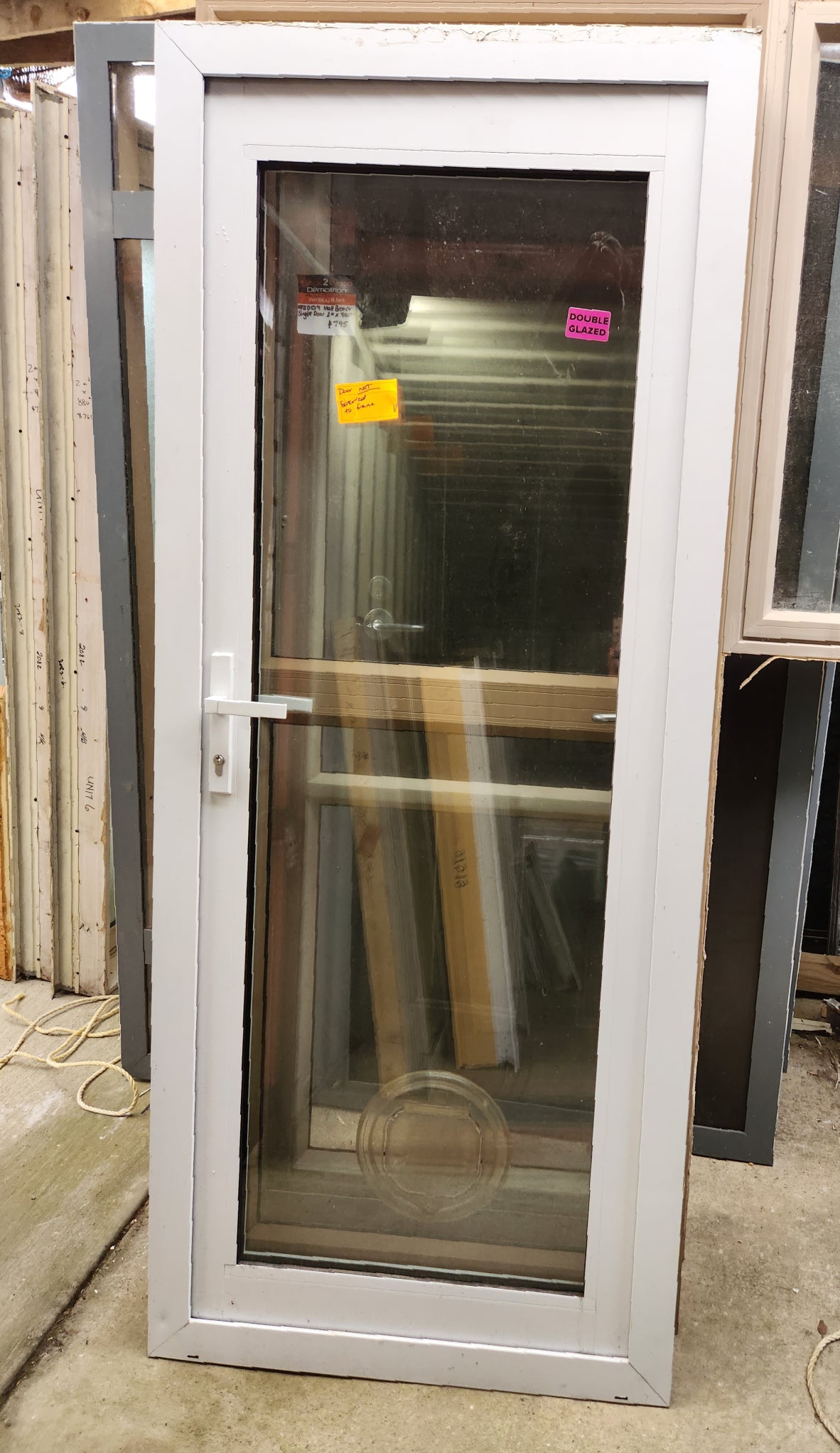 Double Glazed White Single Door 1950 H x 790 W #SDP3 Opens inwards