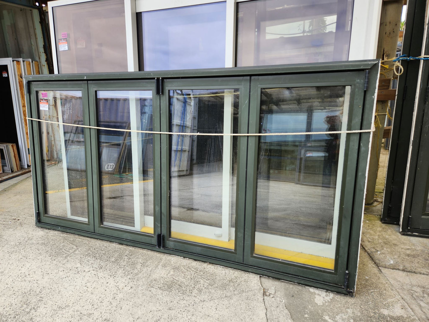 Double Glazed Karaka Green Bifolding Window 1.3 H x 2.6 W #W050