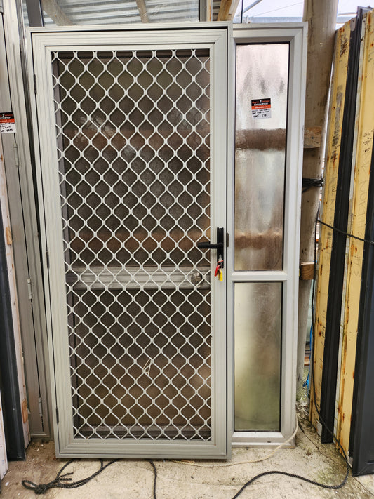 Silver Single Entranceway Door with Security Door 2000 H x 1190 W#SDJ9